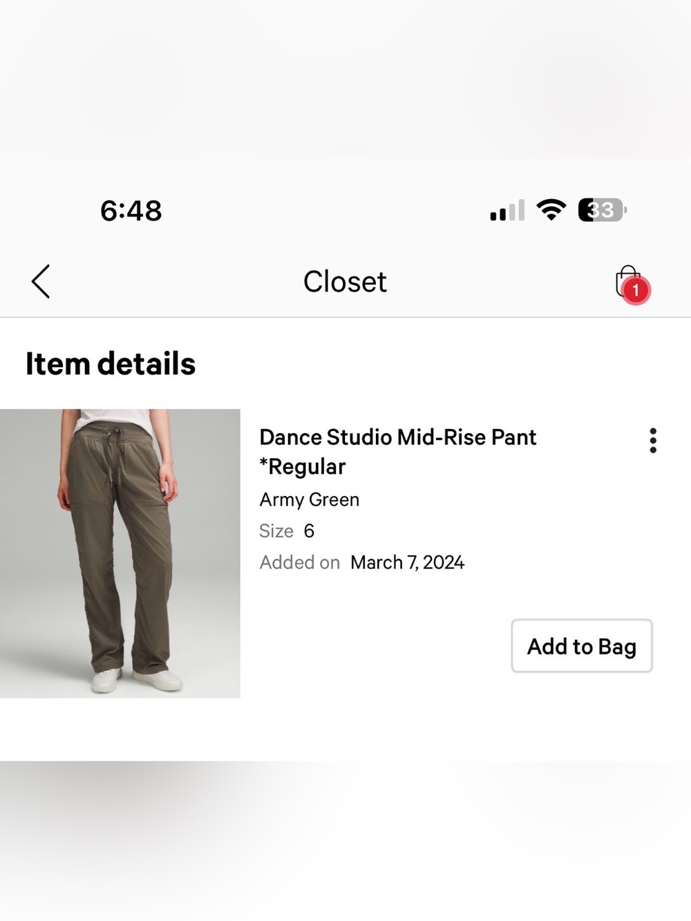 lululemon athletica Olive Green Cargo Pants